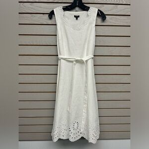 Talbots White Eyelet Midi Dress